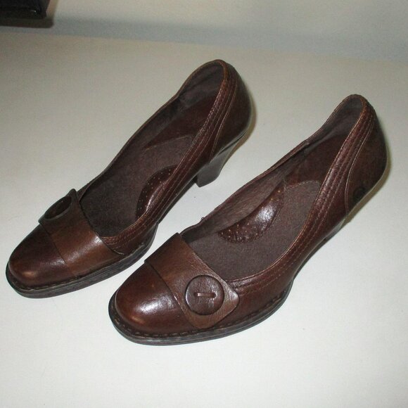 Born Womens Brown Leather Heel Pump - Size 6M - Picture 6 of 8